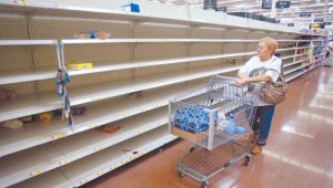 bottled water shelves empty