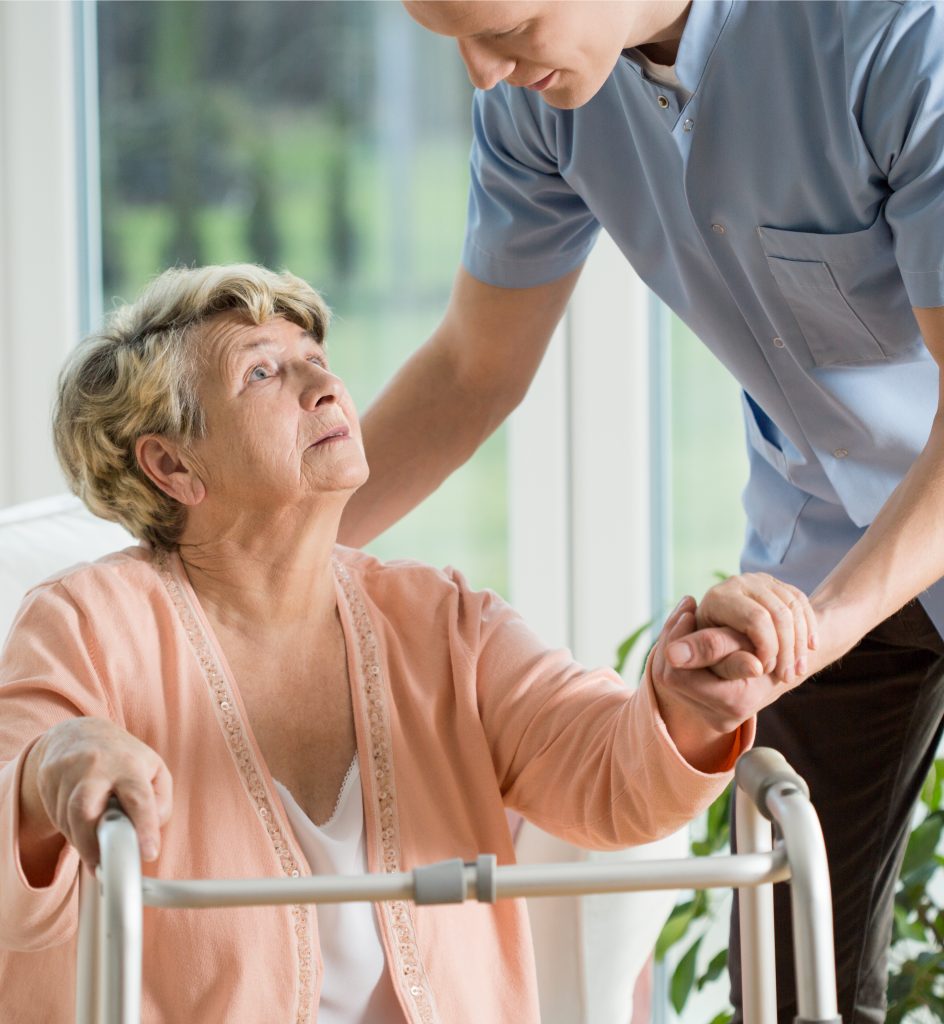 Show the dependence of elder on the help of others