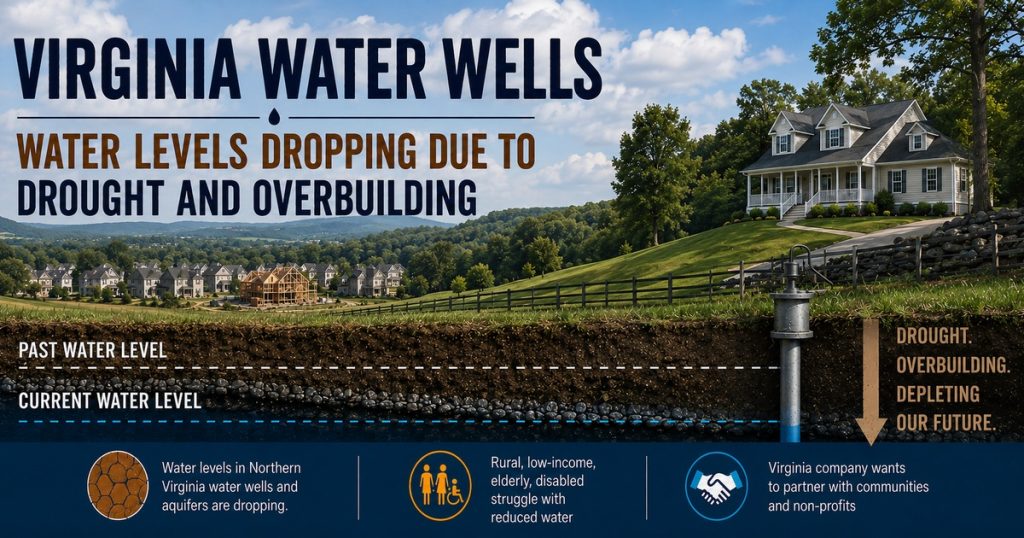 Water levels in northern VA water wells and aquifers are dropping