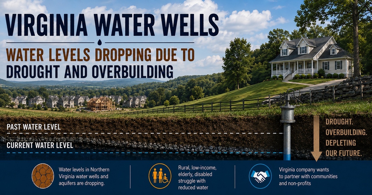 Water levels in northern VA water wells and aquifers are dropping
